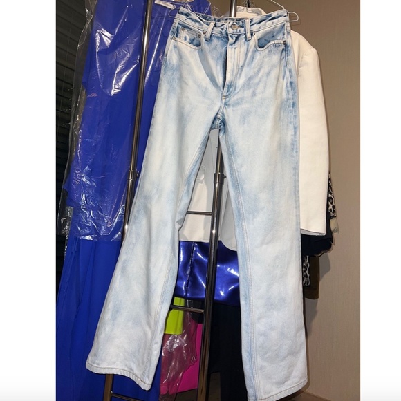 New Alessandra Rich Light Blue Denim High-Rise Flared Jeans